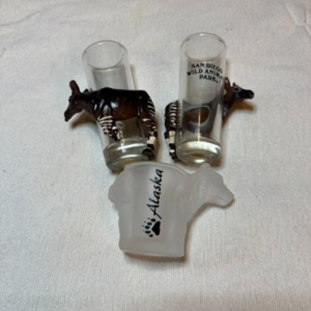 Unique Animal Souvenir Shot Glasses featuring San Diego Zoo and Alaska Bear